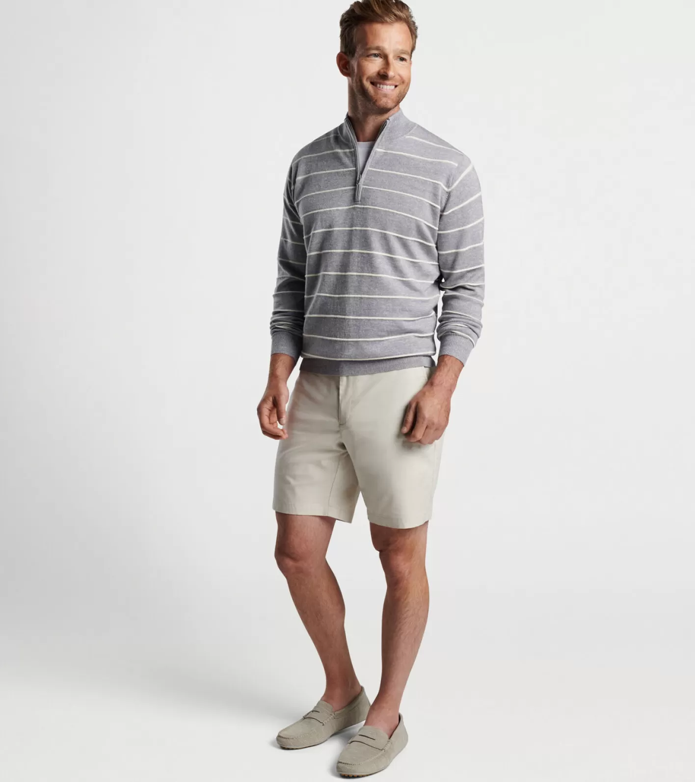 Sport Shirts-Peter Millar Sport Shirts Eastham Striped Quarter-Zip Sweater