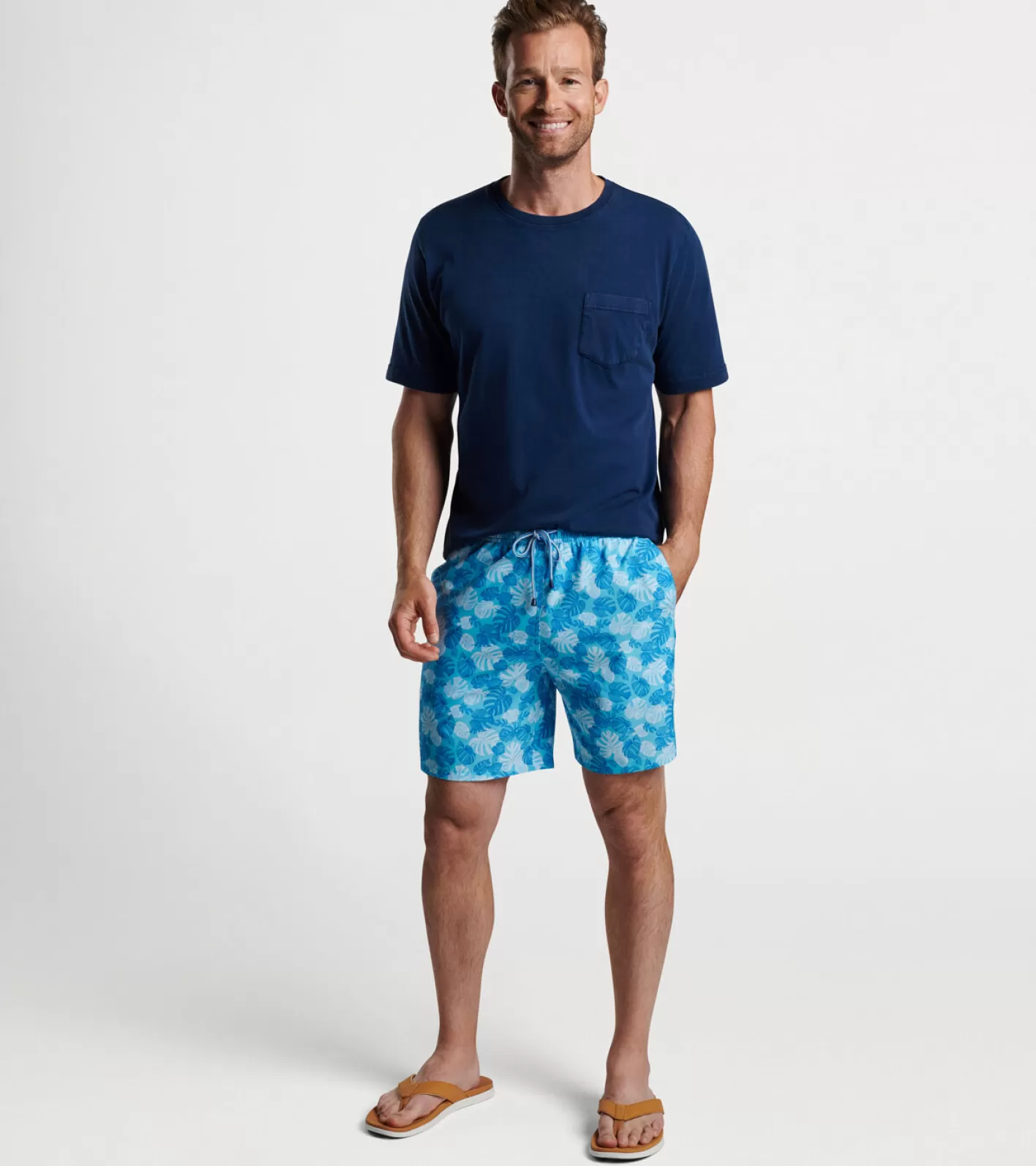 T-Shirts-Peter Millar T-Shirts Linework Monstera Swim Trunk