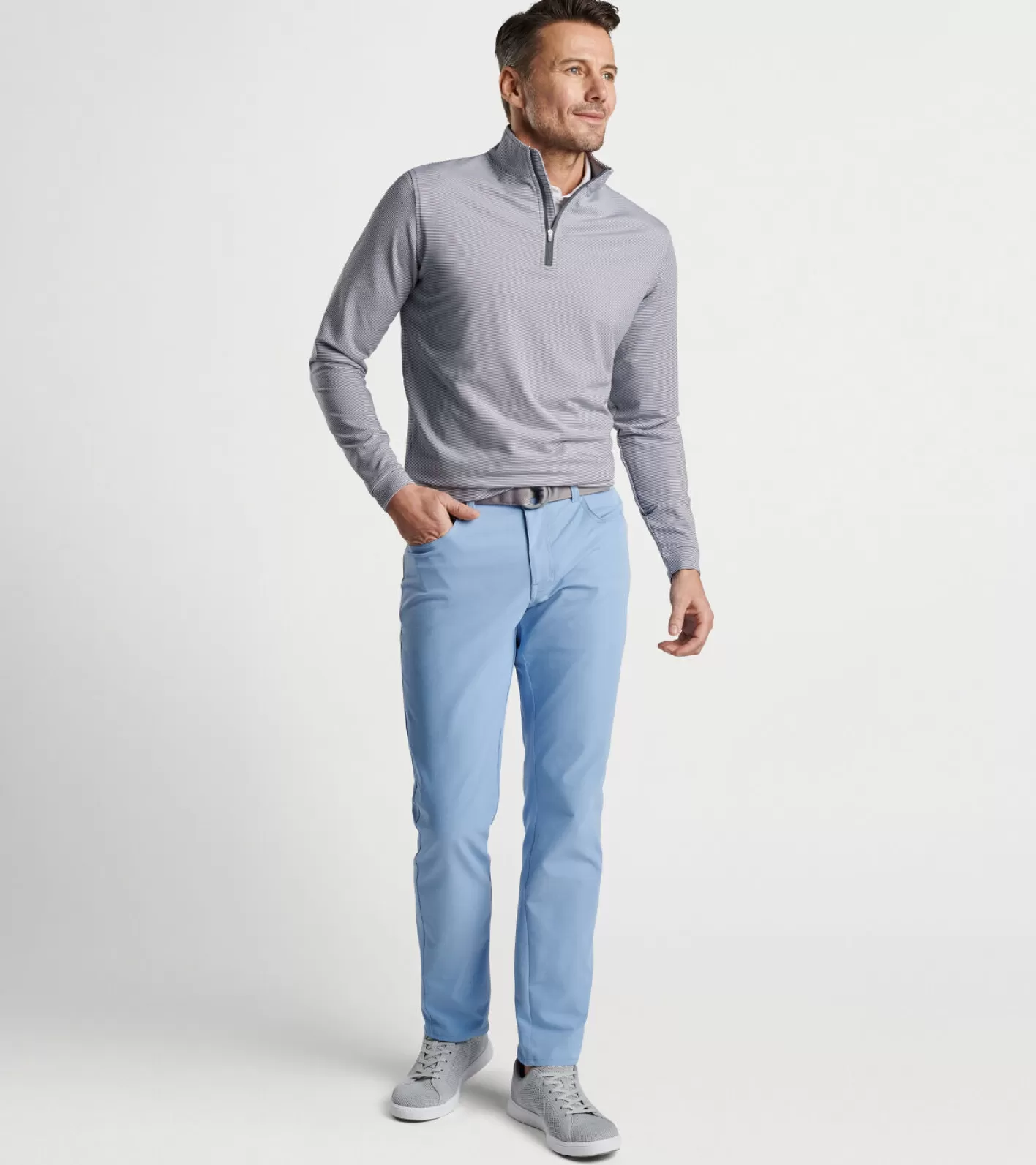 Performance Rain Gear | Polos | Travel Well | Sweaters-Peter Millar Performance Rain Gear | Polos | Travel Well | Sweaters Perth Sugar Stripe Performance Quarter-Zip